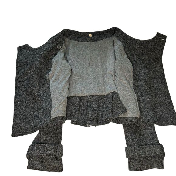 Free People Wool Blend Gray 4 Bohemian Embroidered Pleated Button Jacket Blazer - Picture 11 of 13